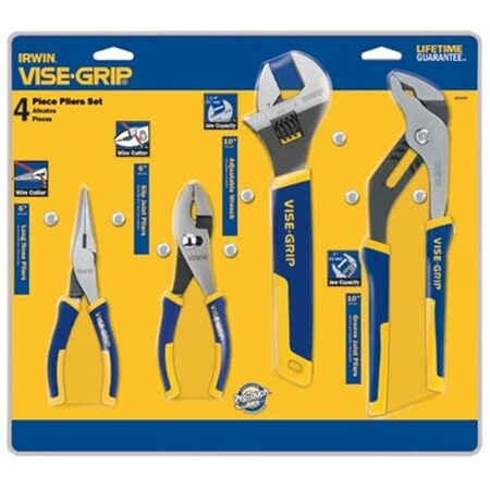 Irwin Irwin Vise-Grip 586-2078705 4 Piece Pro Plier Set 6 Inch Ln & Slip-10 Inch Adj& Gro 586-2078705